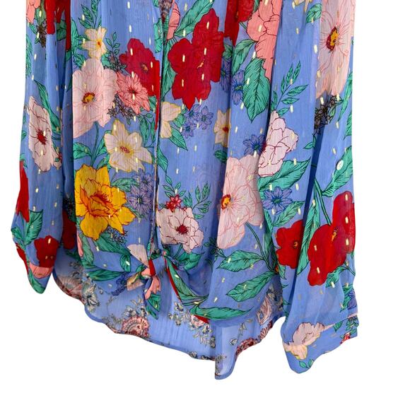 NEW NWOT Figueroa Fig & Flower Anthropologie Sparkly Blouse Shirt Top Tropical - Picture 6 of 9
